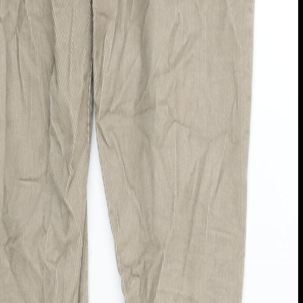 Marks and Spencer Mens Beige Cotton Trousers Size 30 in L29 in Regular Zip