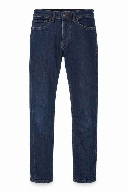 Front view of Denim & Co. men’s blue cotton skinny jeans, size 28, in, 30-inch leg regular zip