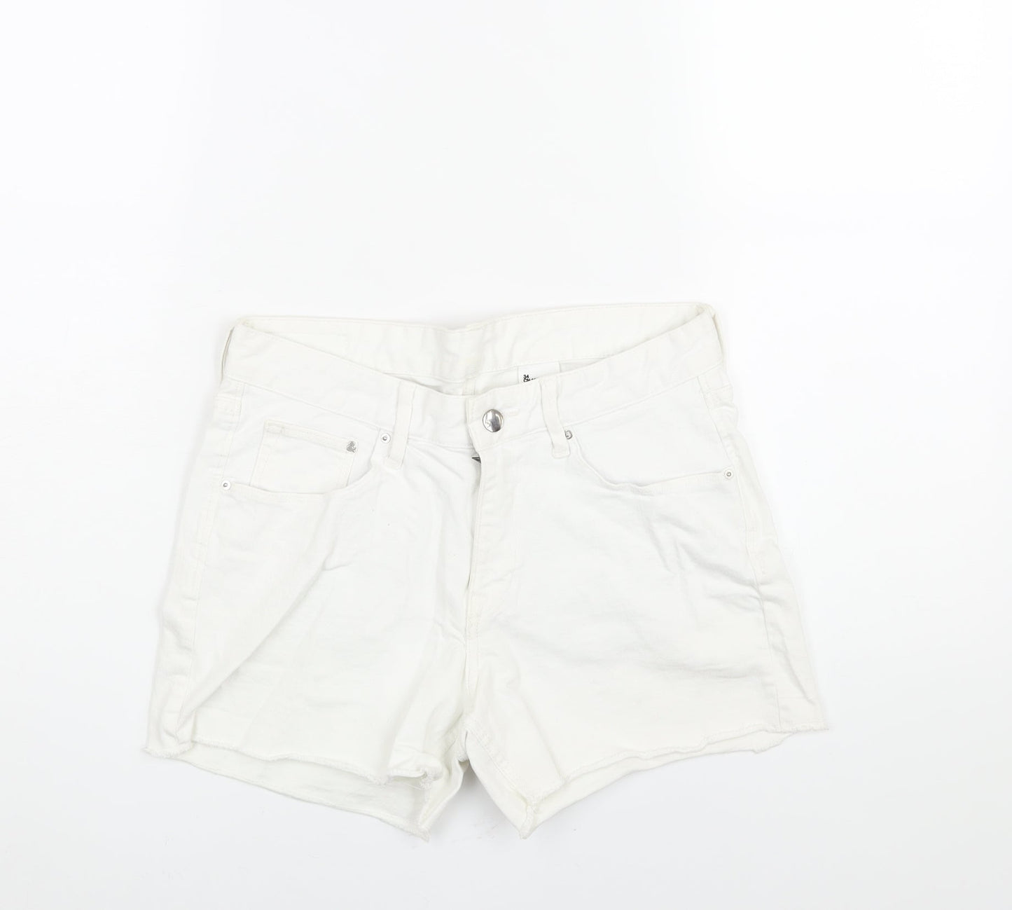 H&M Womens White Cotton Cut-Off Shorts Size 30 in L4 in Regular Zip