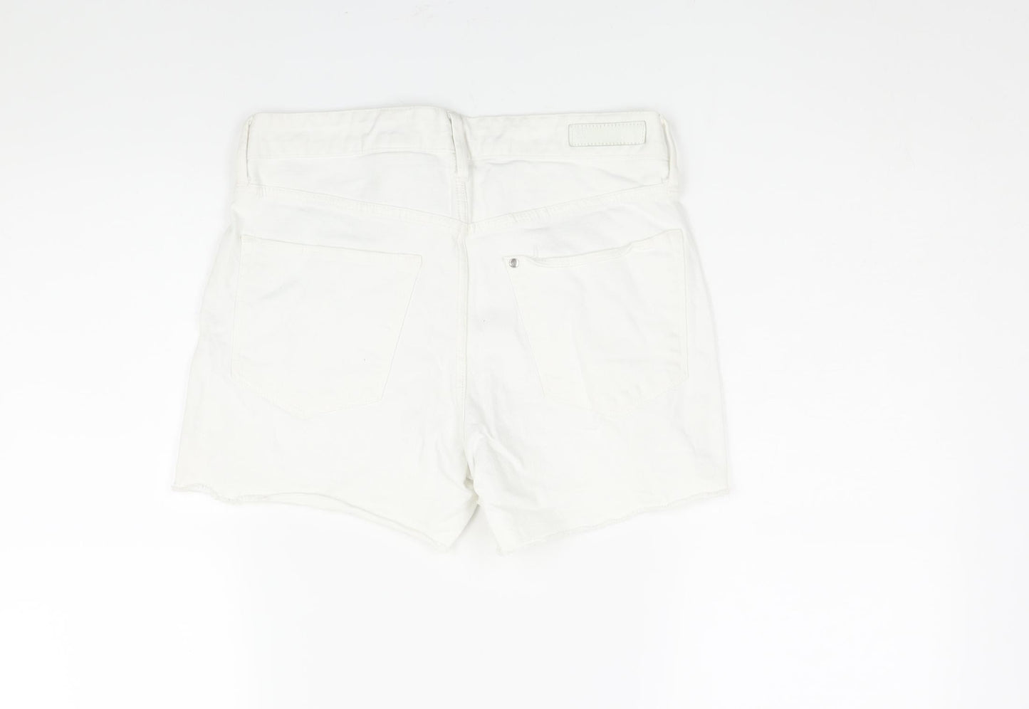 H&M Womens White Cotton Cut-Off Shorts Size 30 in L4 in Regular Zip