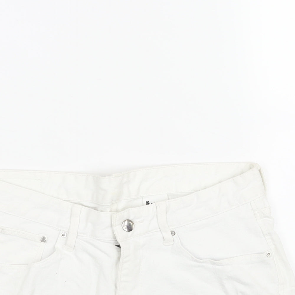 H&M Womens White Cotton Cut-Off Shorts Size 30 in L4 in Regular Zip