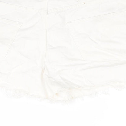 AsYou Womens White Cotton Cut-Off Shorts Size 12 Regular Zip - Side Slits