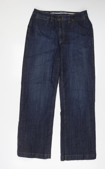 Lands' End Womens Blue Cotton Bootcut Jeans Size 6 L30 in Regular Zip