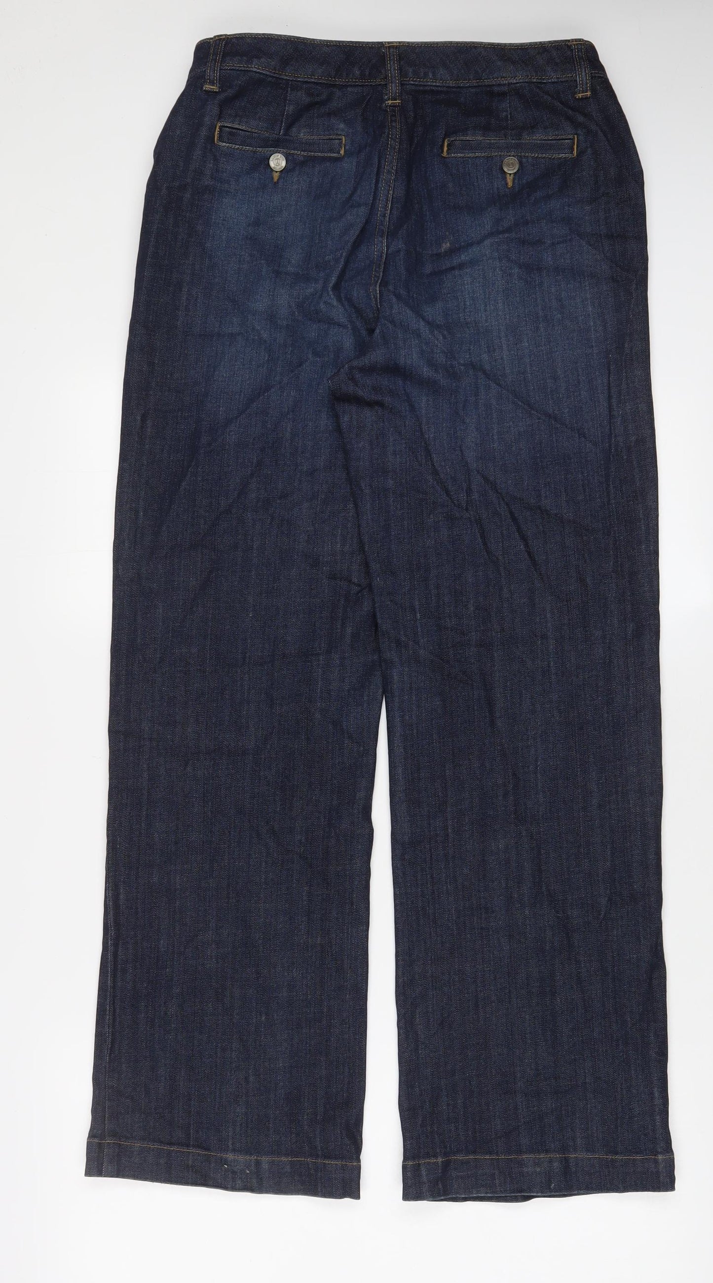 Lands' End Womens Blue Cotton Bootcut Jeans Size 6 L30 in Regular Zip