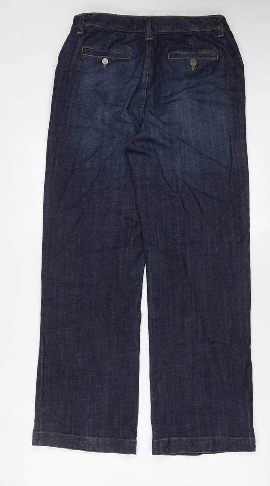 Lands' End Womens Blue Cotton Bootcut Jeans Size 6 L30 in Regular Zip