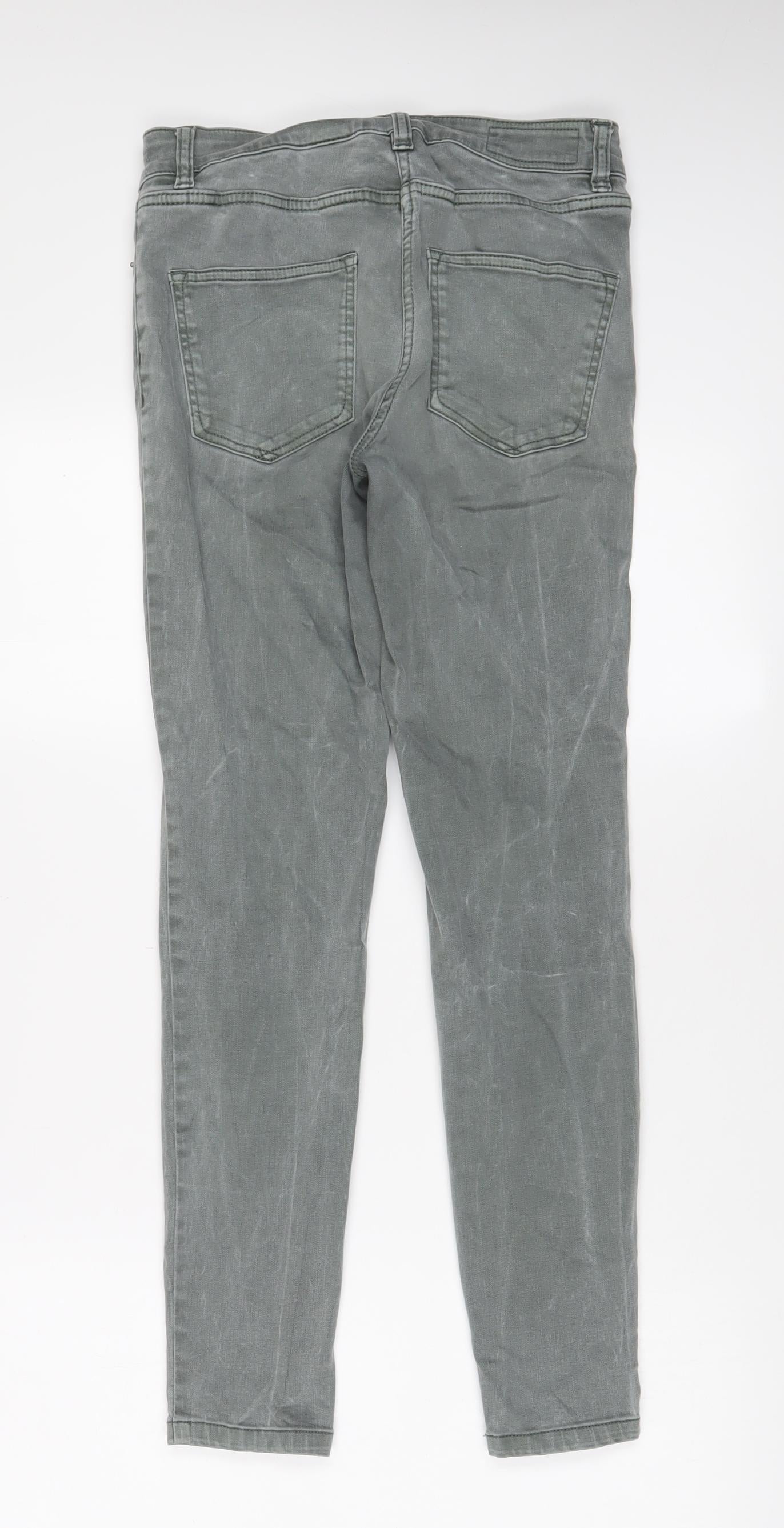 NEXT Womens Green Cotton Skinny Jeans Size 8 L28 in Regular Zip