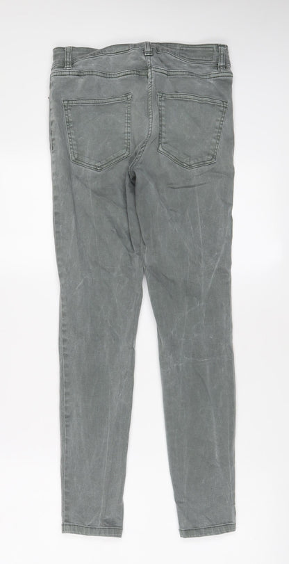 NEXT Womens Green Cotton Skinny Jeans Size 8 L28 in Regular Zip