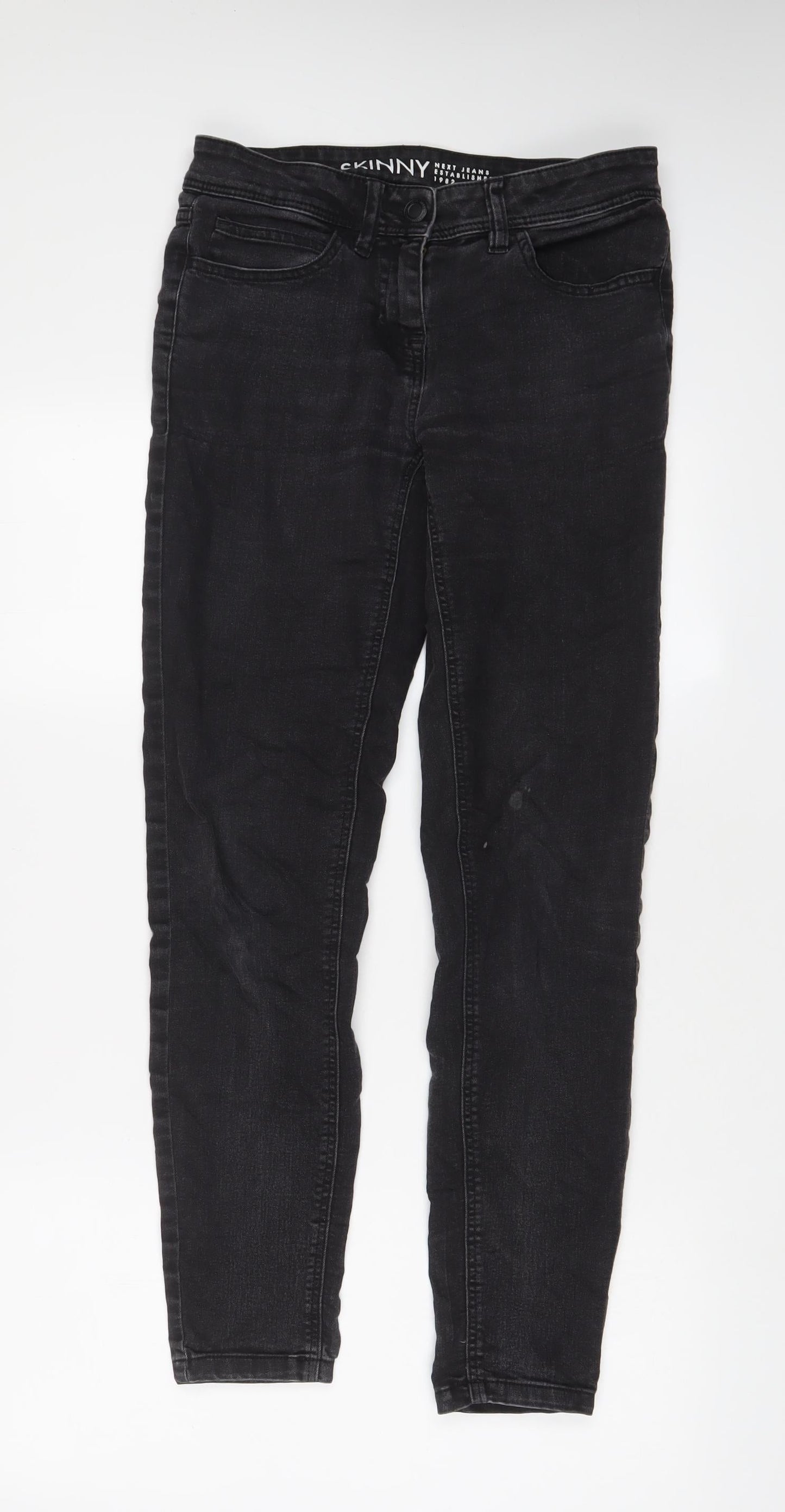 NEXT Womens Black Cotton Skinny Jeans Size 8 L30 in Regular Zip