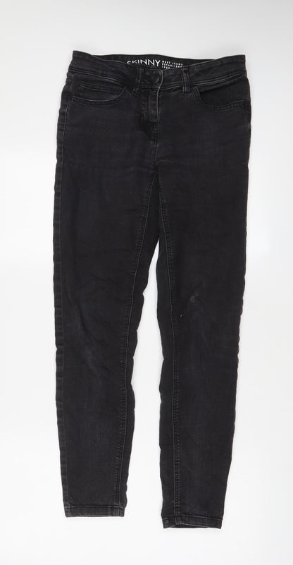 NEXT Womens Black Cotton Skinny Jeans Size 8 L30 in Regular Zip