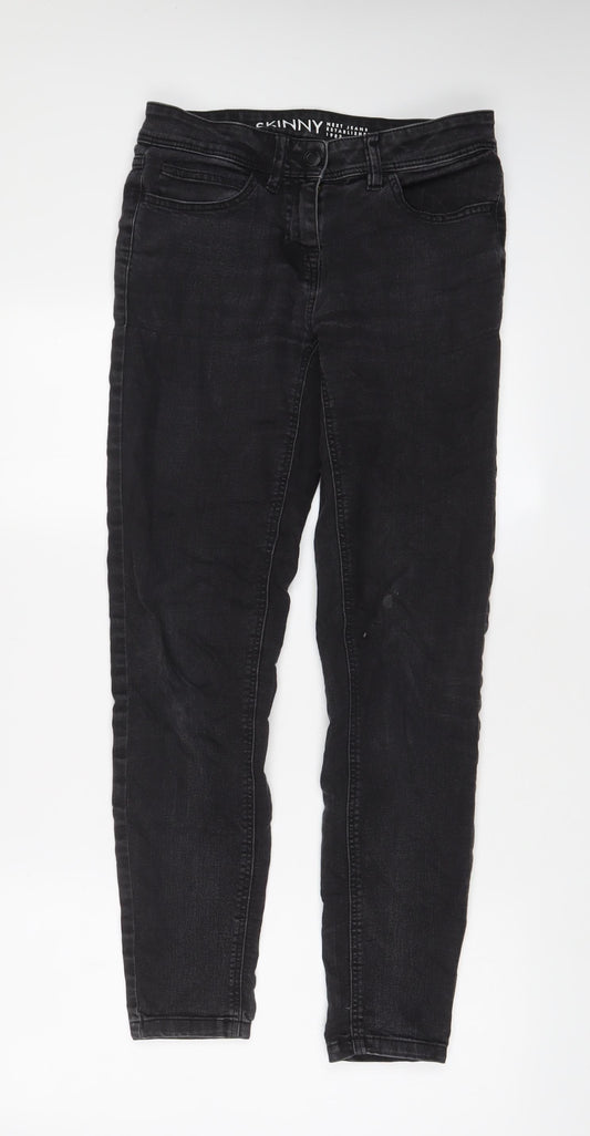 NEXT Womens Black Cotton Skinny Jeans Size 8 L30 in Regular Zip