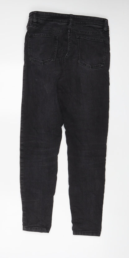 NEXT Womens Black Cotton Skinny Jeans Size 8 L30 in Regular Zip