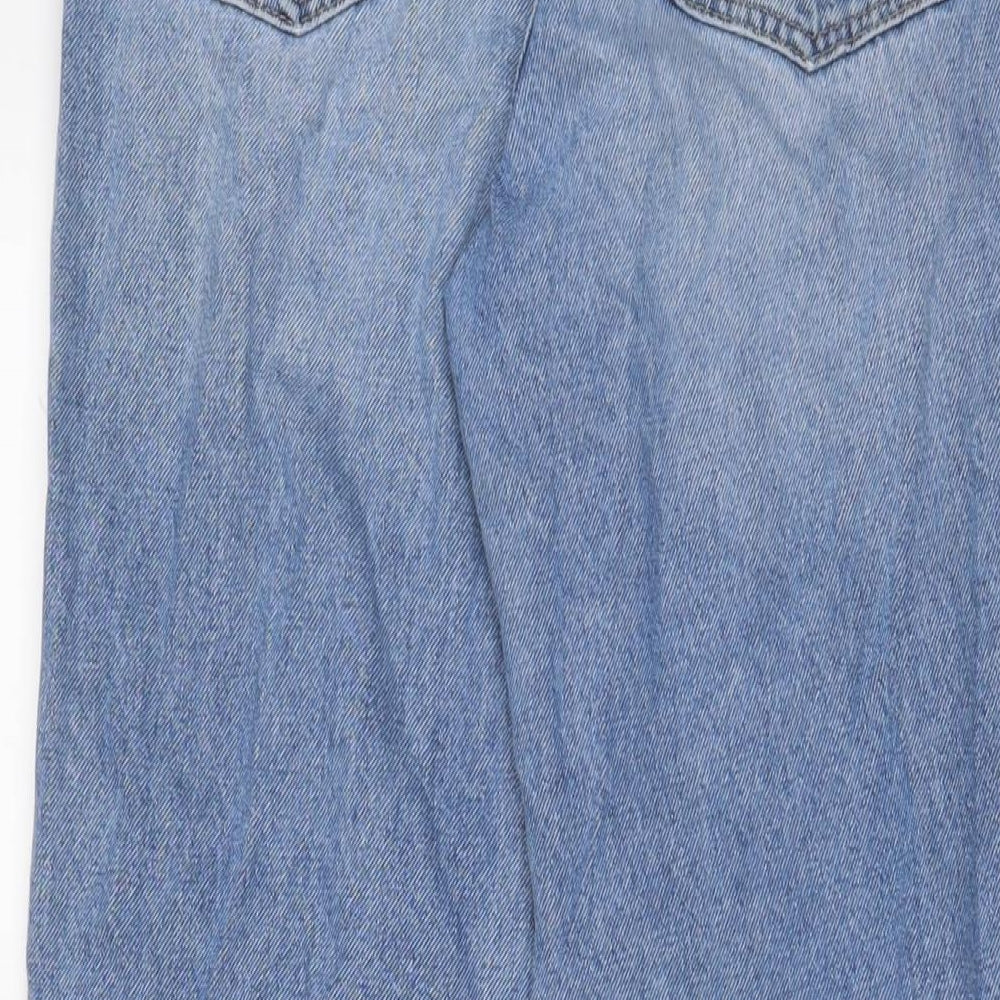 Denim & Co. Womens Blue Cotton Straight Jeans Size 8 L25 in Regular Zip