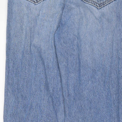 Denim & Co. Womens Blue Cotton Straight Jeans Size 8 L25 in Regular Zip