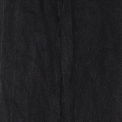 PRETTYLITTLETHING Womens Black Cotton Wide-Leg Jeans Size 6 L32 in Regular Zip