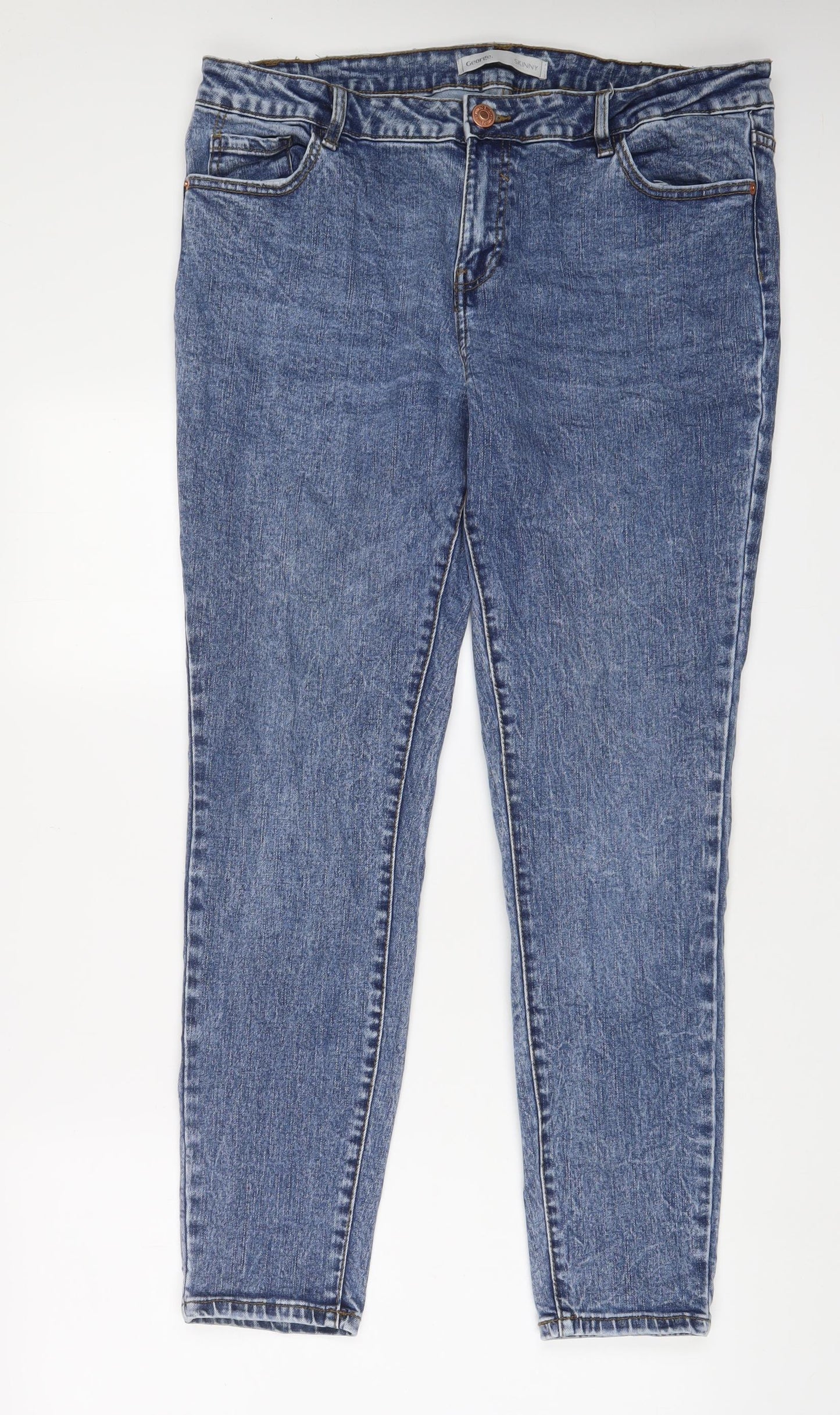 George Womens Blue Cotton Skinny Jeans Size 8 L30 in Regular Zip