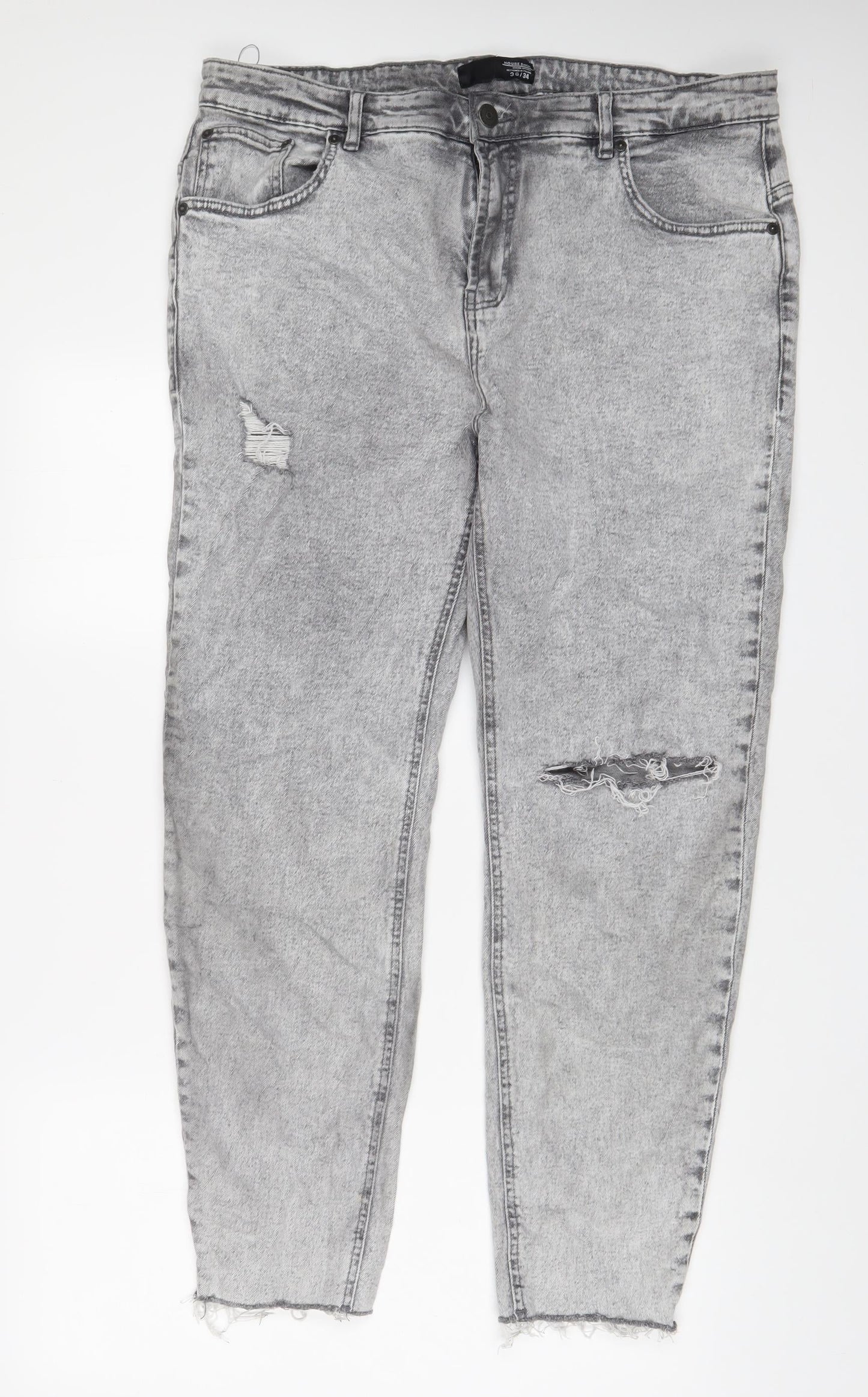 Housebrand Womens Grey Cotton Tapered Jeans Size 36 in L34 in Regular Zip
