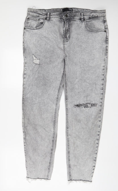 Housebrand Womens Grey Cotton Tapered Jeans Size 36 in L34 in Regular Zip