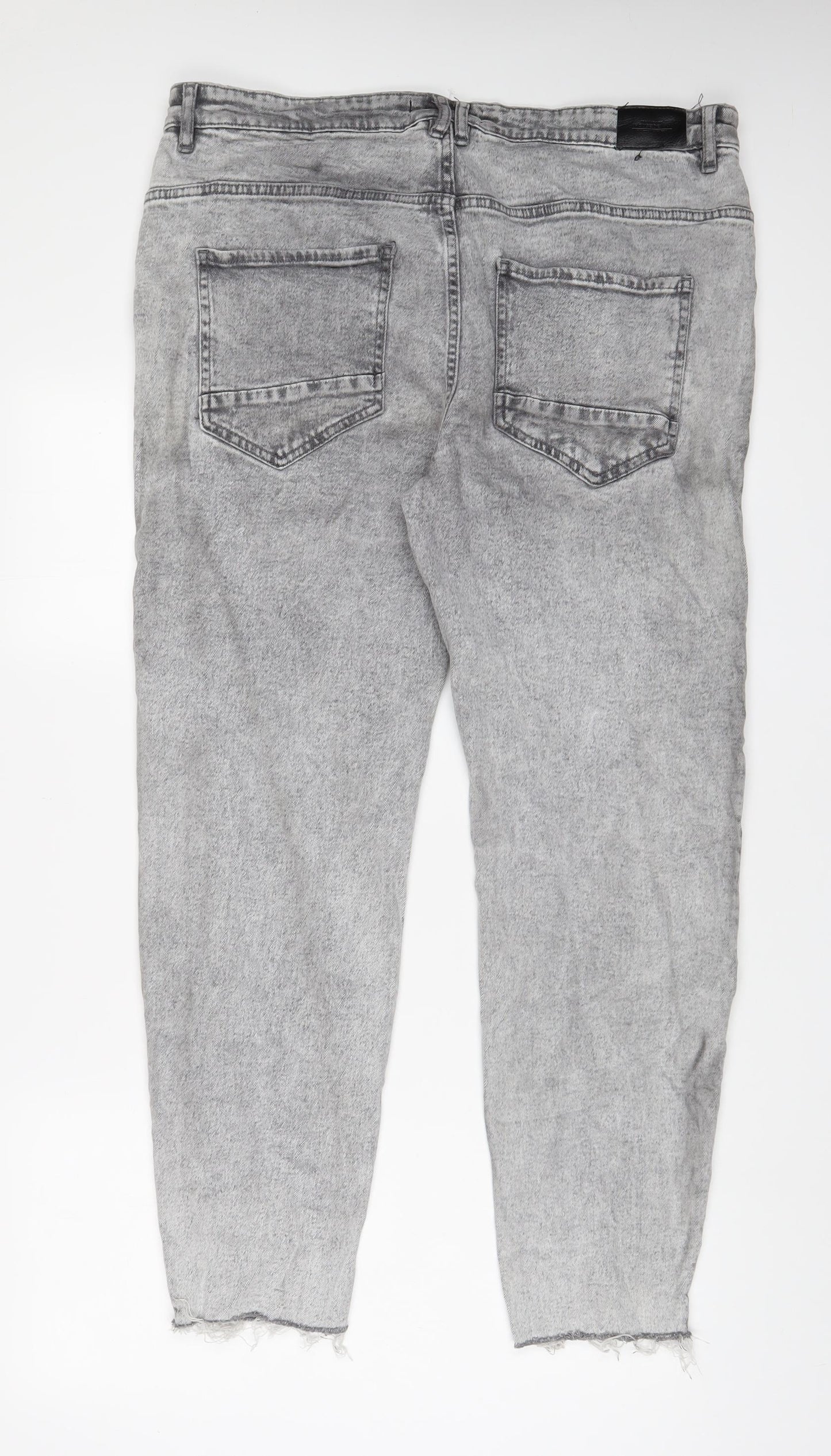Housebrand Womens Grey Cotton Tapered Jeans Size 36 in L34 in Regular Zip