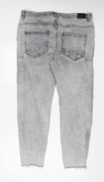 Housebrand Womens Grey Cotton Tapered Jeans Size 36 in L34 in Regular Zip