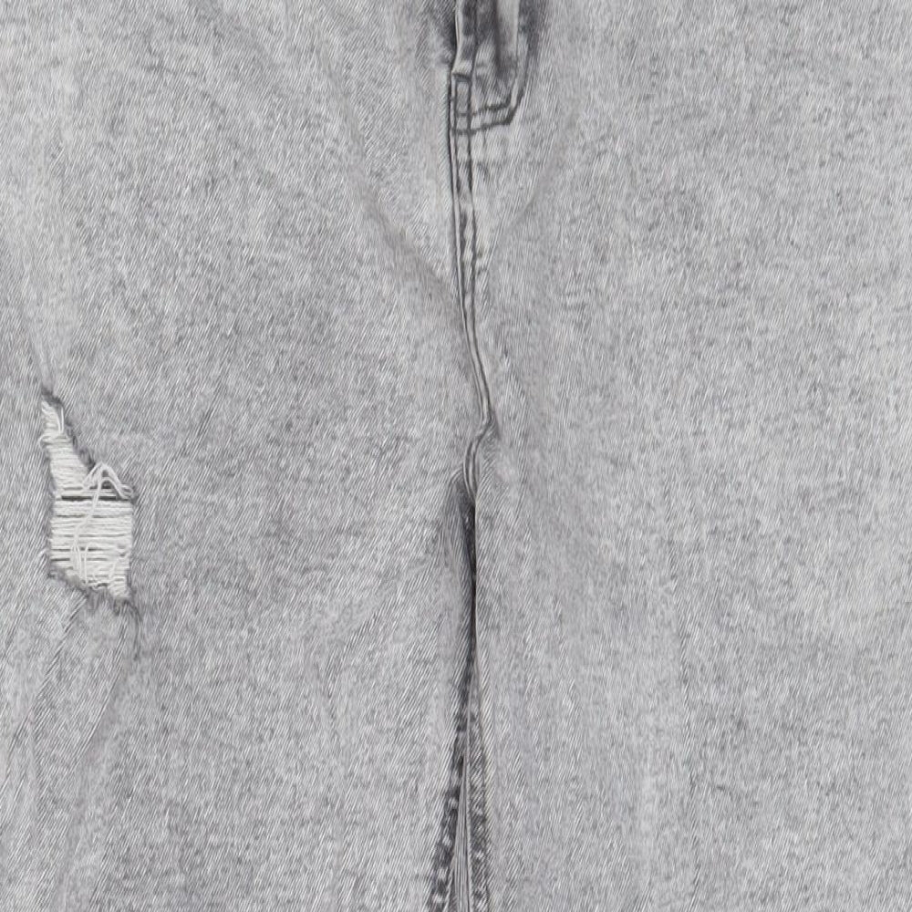 Housebrand Womens Grey Cotton Tapered Jeans Size 36 in L34 in Regular Zip