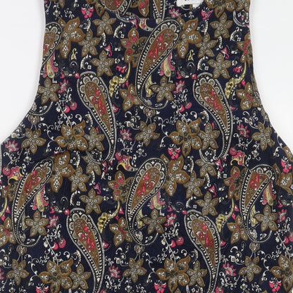 Glamorous Womens Multicoloured Floral Cotton A-Line Size 10 Boat Neck Zip