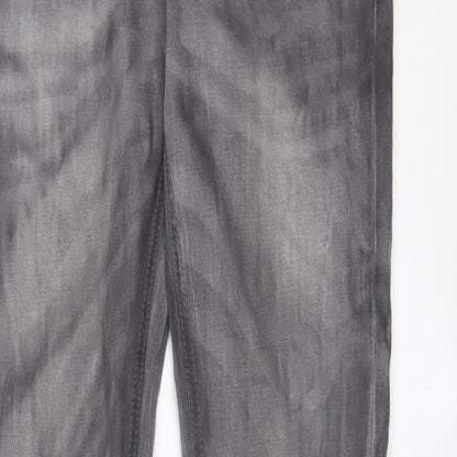 Zara Mens Grey Cotton Skinny Jeans Size 33 in L32 in Regular Button