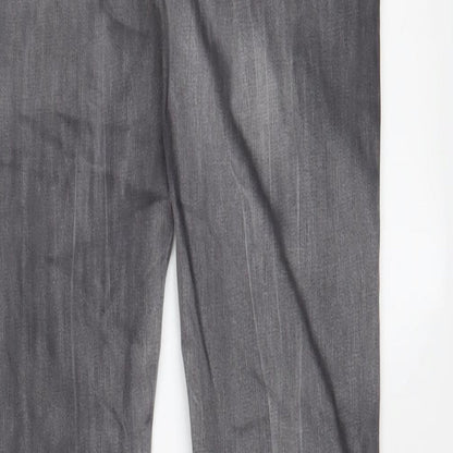 Zara Mens Grey Cotton Skinny Jeans Size 33 in L32 in Regular Button