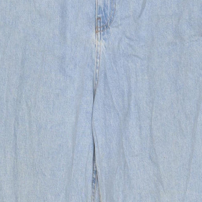 NA-KD Womens Blue Cotton Wide-Leg Jeans Size 10 L31 in Regular Zip