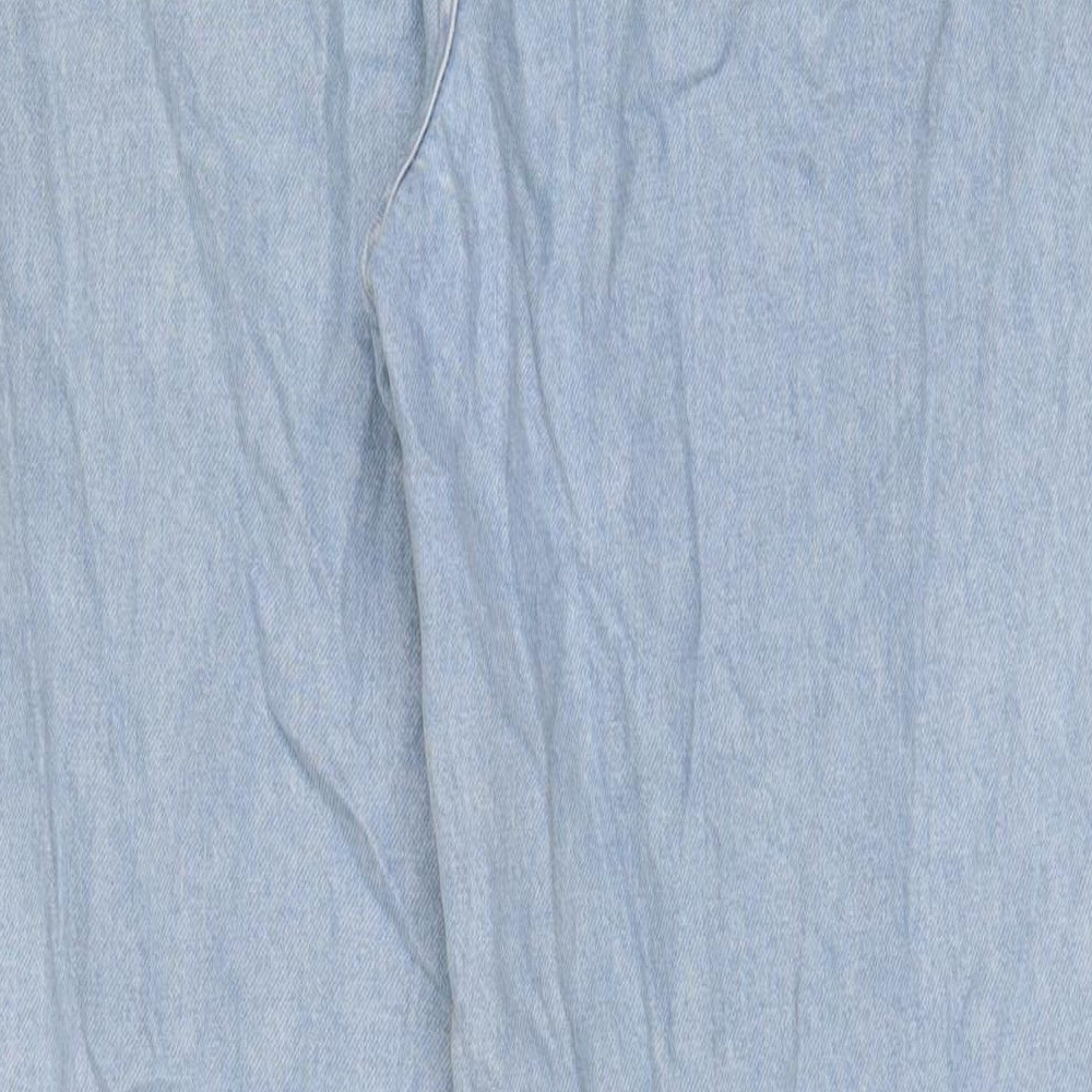 NA-KD Womens Blue Cotton Wide-Leg Jeans Size 10 L31 in Regular Zip