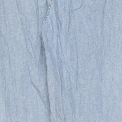 NA-KD Womens Blue Cotton Wide-Leg Jeans Size 10 L31 in Regular Zip