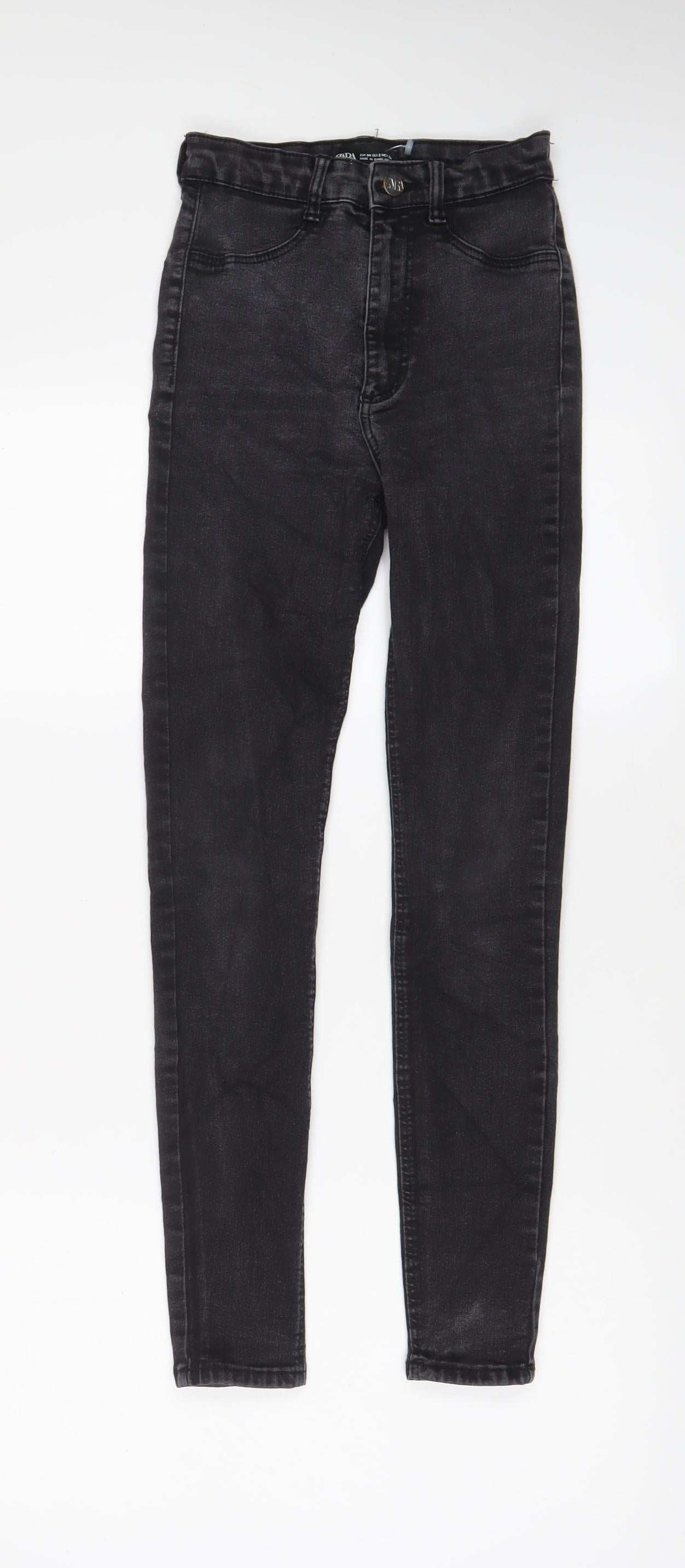 Zara Womens Black Cotton Skinny Jeans Size 6 L27 in Regular Zip
