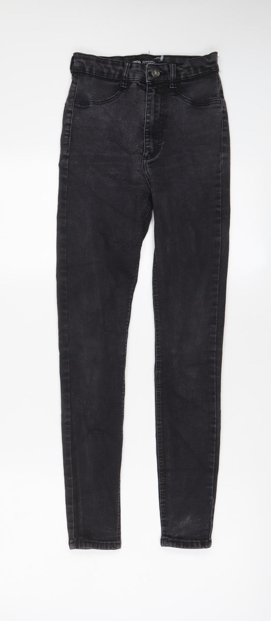 Zara Womens Black Cotton Skinny Jeans Size 6 L27 in Regular Zip