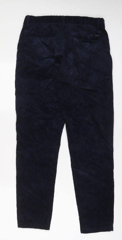 Autograph Mens Blue Cotton Trousers Size 30 in L31 in Regular Zip