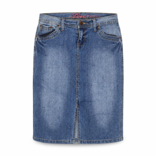 House of denim Womens Blue Cotton A-Line Skirt Size 10 Zip