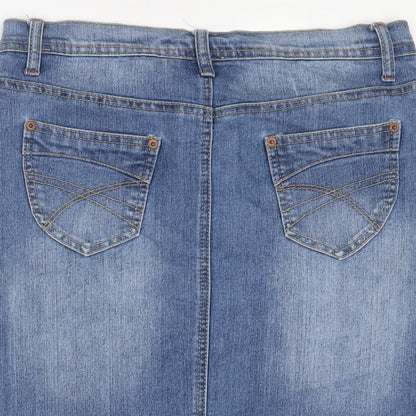House of denim Womens Blue Cotton A-Line Skirt Size 10 Zip