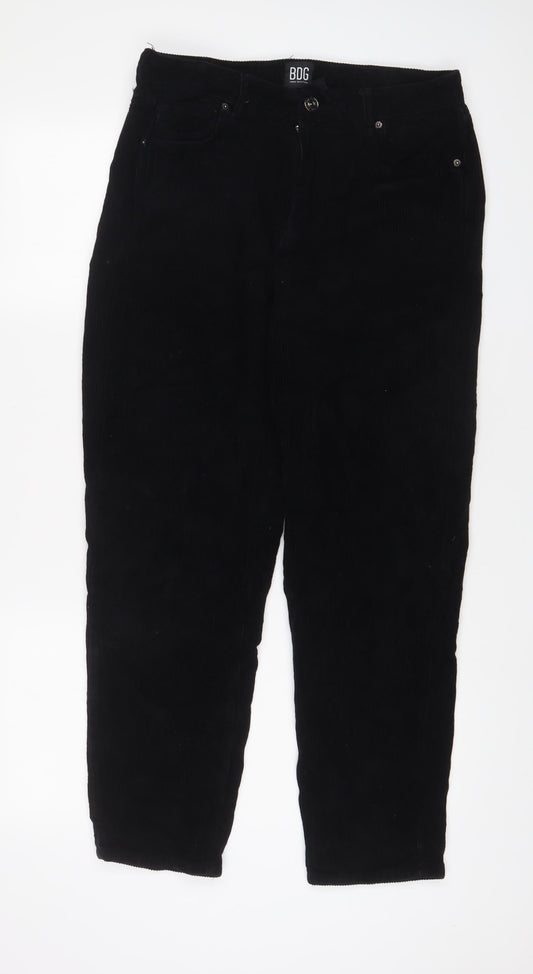 BDG Womens Black Cotton Trousers Size 30 in L30 in Regular Zip