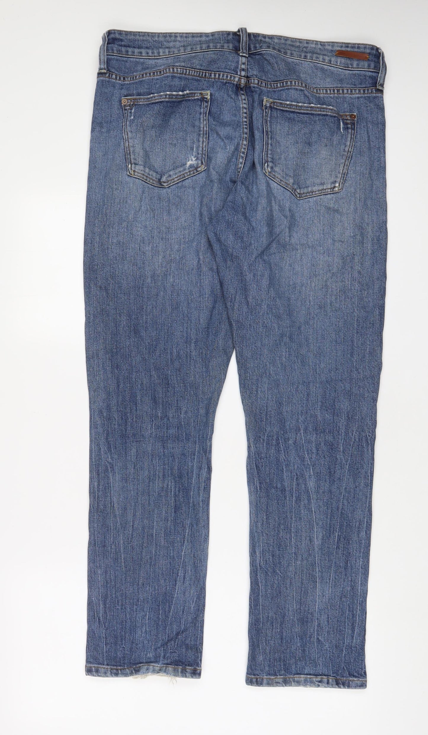 Picro Womens Blue Cotton Boyfriend Jeans Size 31 in L30 in Slim Zip