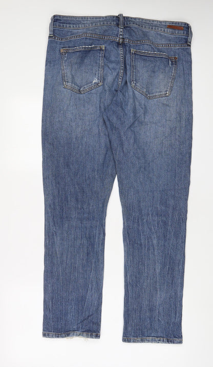 Picro Womens Blue Cotton Boyfriend Jeans Size 31 in L30 in Slim Zip