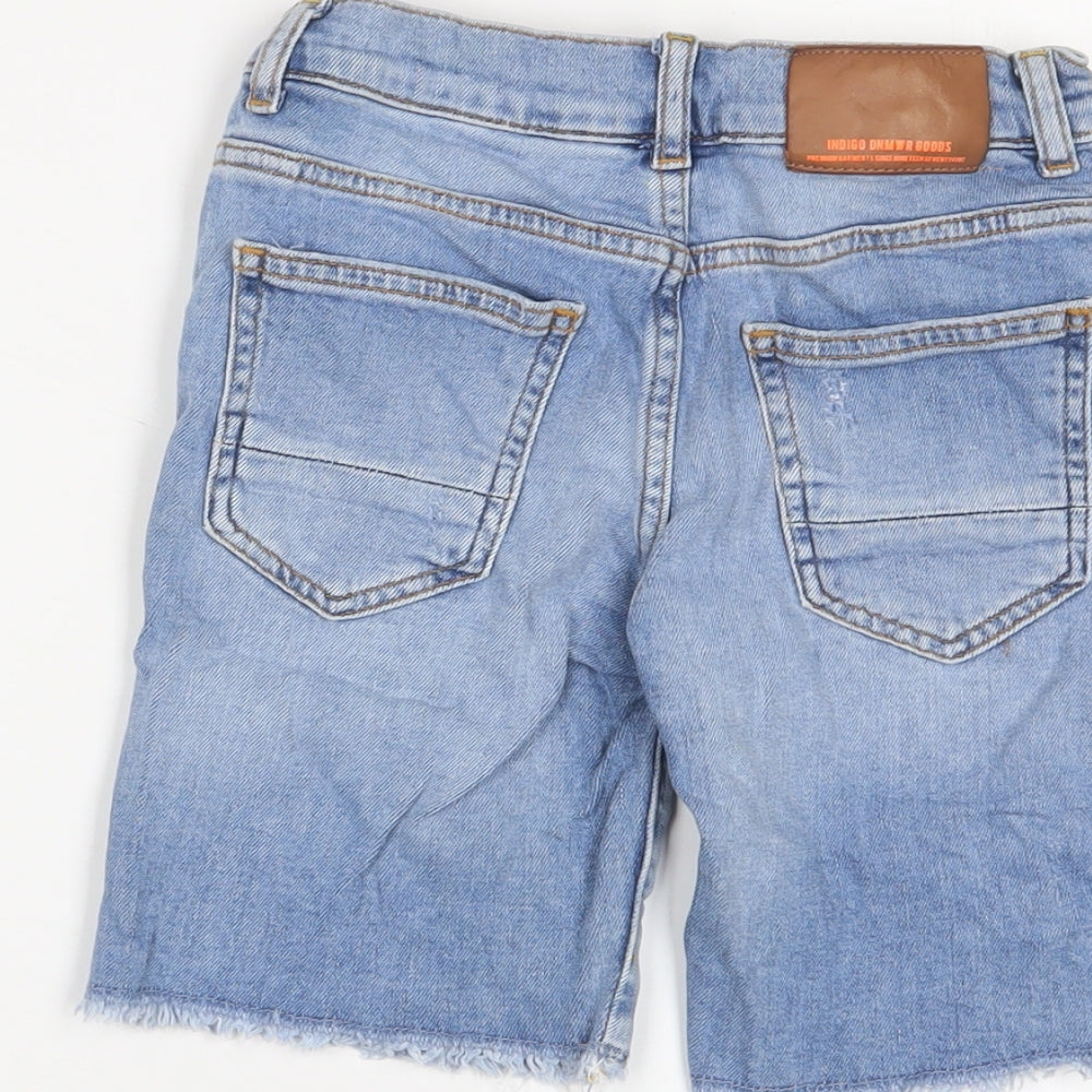 Zara Boys Blue Cotton Bermuda Shorts Size 9 Years L7 in Regular Zip - Distressed, Pockets