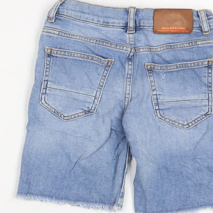 Zara Boys Blue Cotton Bermuda Shorts Size 9 Years L7 in Regular Zip - Distressed, Pockets