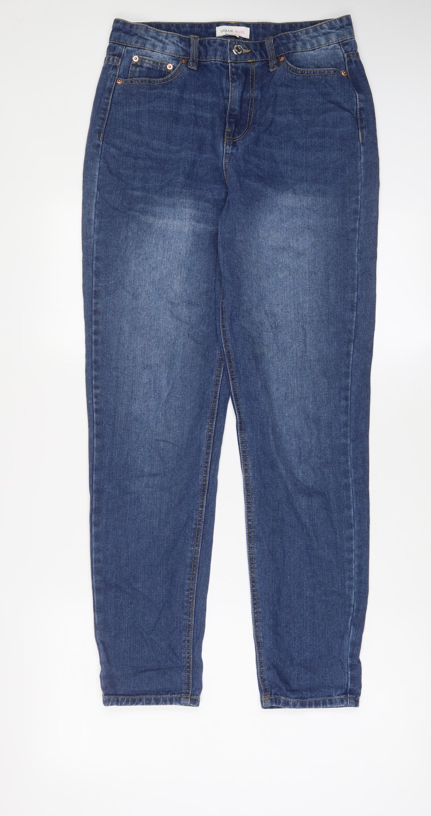Urban Bliss Womens Blue Cotton Straight Jeans Size 8 L29 in Regular Zip