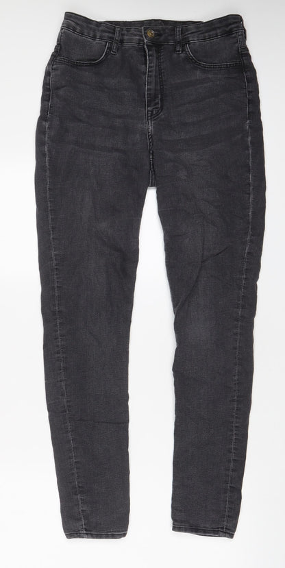 H&M Womens Grey Cotton Skinny Jeans Size 10 L29 in Regular Zip