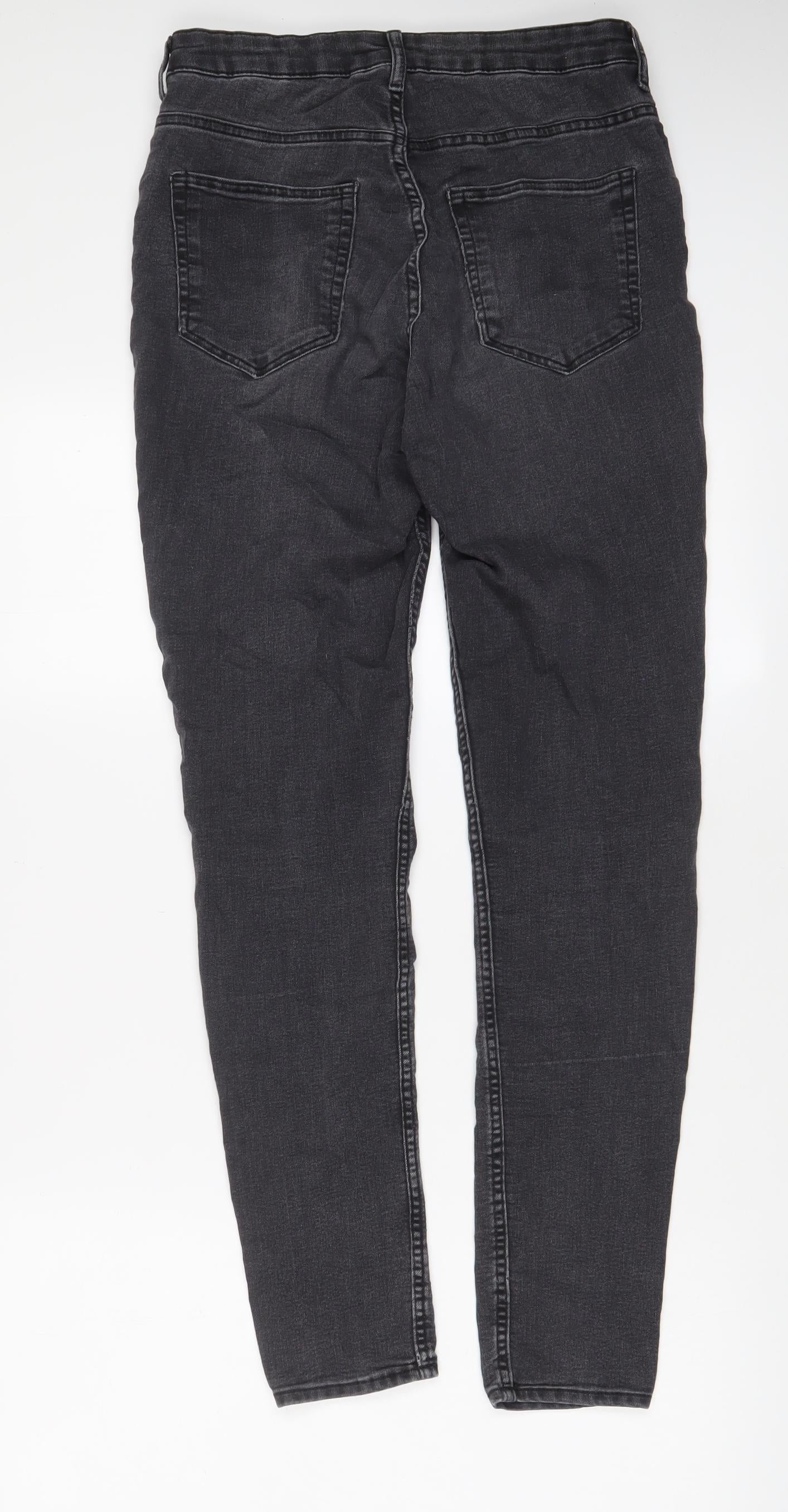 H&M Womens Grey Cotton Skinny Jeans Size 10 L29 in Regular Zip