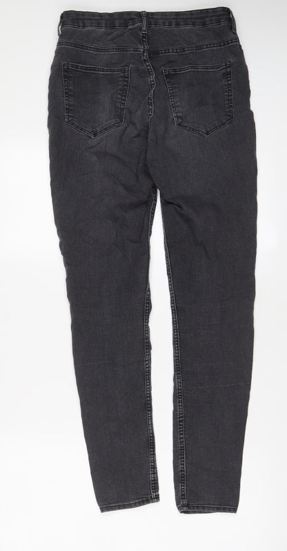 H&M Womens Grey Cotton Skinny Jeans Size 10 L29 in Regular Zip