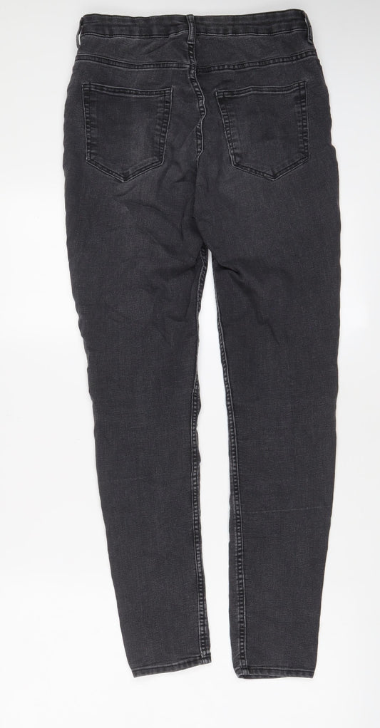 H&M Womens Grey Cotton Skinny Jeans Size 10 L29 in Regular Zip