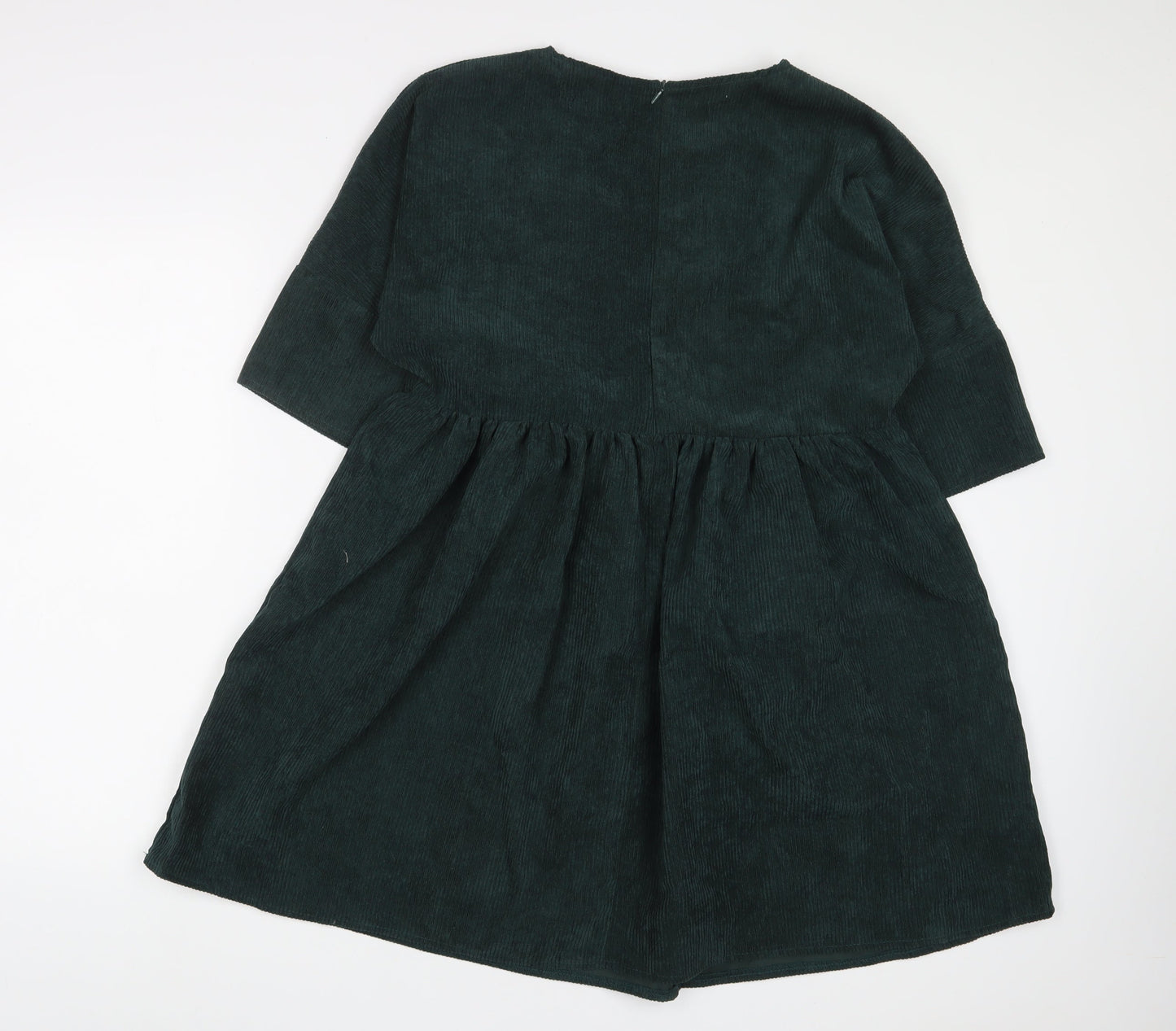 Missguided Womens Green Polyester A-Line Size 12 Crew Neck Zip