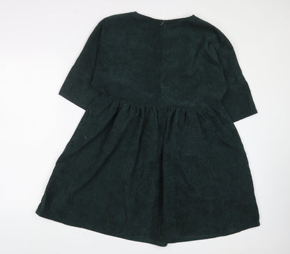 Missguided Womens Green Polyester A-Line Size 12 Crew Neck Zip