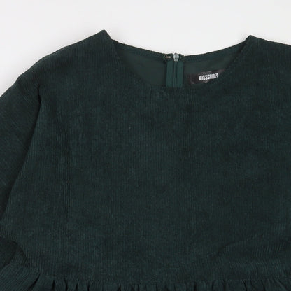 Missguided Womens Green Polyester A-Line Size 12 Crew Neck Zip