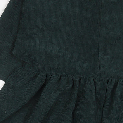 Missguided Womens Green Polyester A-Line Size 12 Crew Neck Zip