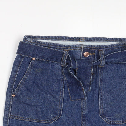 Denim & Co. Girls Blue Cotton A-Line Skirt Size 9-10 Years Regular Zip - Belted